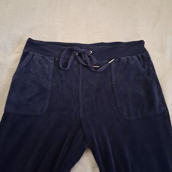 Juicy Couture Women's Size M Navy Blue Y2K Vintage Velour Jogger Pants - Picture 4 of 14